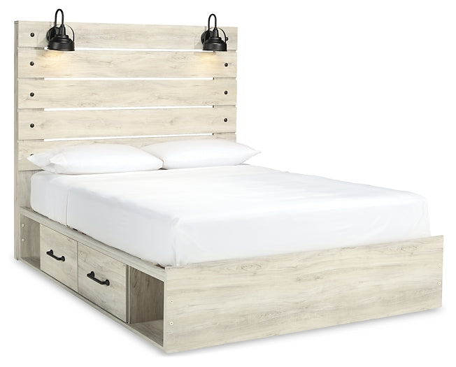 Cambeck Panel Bed With 2 Storage Drawers With Mirrored Dresser, Chest And Nightstand