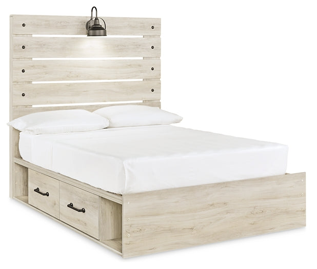Cambeck Panel Bed With 2 Storage Drawers With Mirrored Dresser, Chest And Nightstand