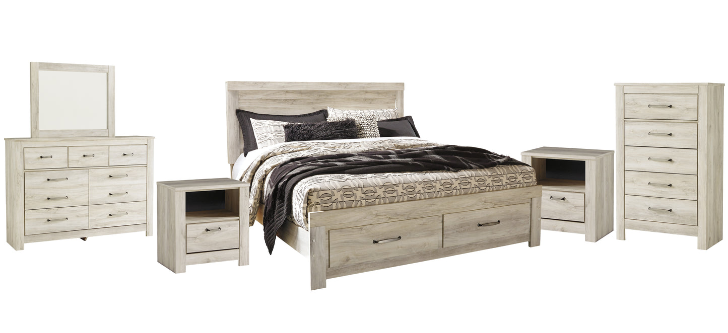 Bellaby Platform Bed With 2 Storage Drawers With Mirrored Dresser, Chest And 2 Nightstands