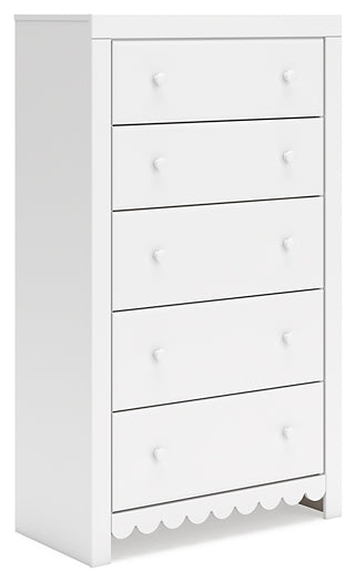 Mollviney Full Panel Storage Bed with Mirrored Dresser, Chest and 2 Nightstands