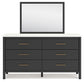 Cadmori Full Upholstered Bed with Mirrored Dresser, Chest and Nightstand
