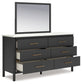 Cadmori Full Upholstered Bed with Mirrored Dresser, Chest and Nightstand