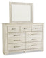 Bellaby  Crossbuck Panel Bed With Mirrored Dresser And Chest