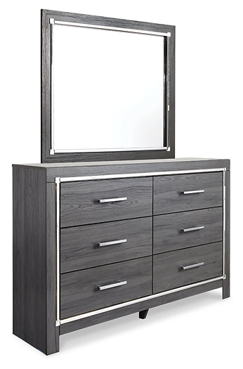 Lodanna Full Panel Bed with 2 Storage Drawers with Mirrored Dresser