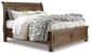 Flynnter  Sleigh Bed With 2 Storage Drawers With Mirrored Dresser, Chest And Nightstand