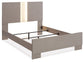 Surancha Queen Panel Bed with Mirrored Dresser and 2 Nightstands
